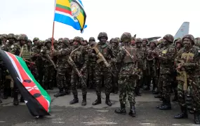 Kenyan soldiers depart Jomo Kenyatta International Airport for eastern Democratic Republic of Congo to join a new regional force vowing to “enforce peace”.